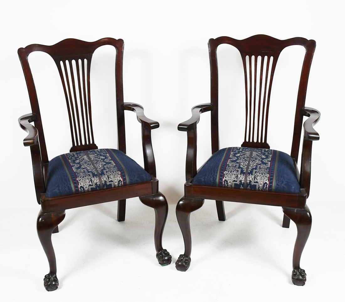 PR. 19TH-CENTURY CHIPPENDALE STYLE ARMCHAIRS (1 of 4)