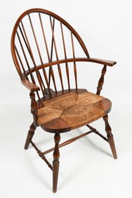 EARLY AMERICAN BOW BACK WINDSOR ARMCHAIR