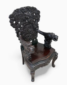 CARVED JAPANESE DRAGON ARMCHAIR