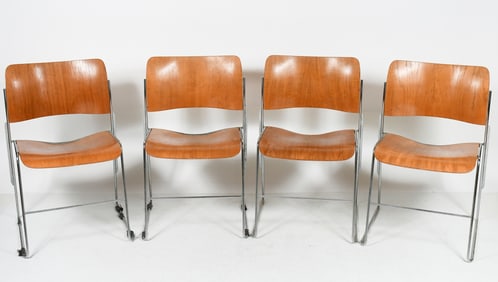 4 PC. MCM DAVID ROWLAND 40/4 STACKING CHAIRS