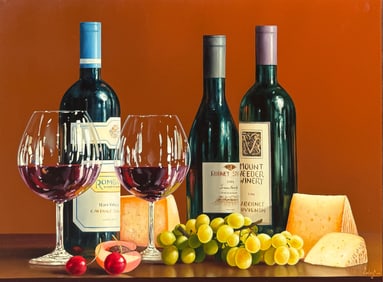 ROBERTO SALAS STILL LIFE PAINTING WITH WINE
