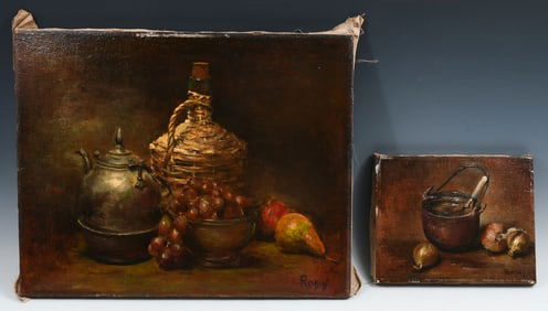 TWO STILL LIFE PAINTINGS SIGNED ROBINS