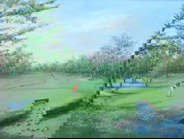 RAYMOND WHYTE PAINTING GOLFING SCENE