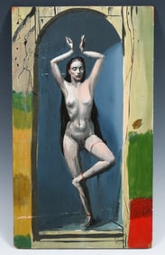 RAYMOND WHYTE BRUNETTE FULL-LENGTH NUDE PAINTING