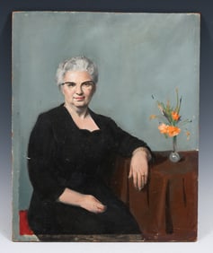 RAYMOND WHYTE PAINTING DISTINGUISHED WOMAN PORTRAI