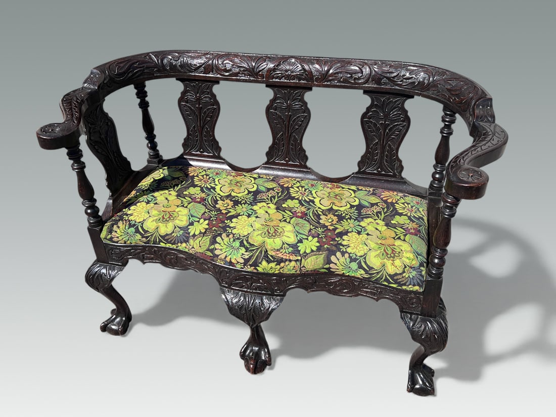 RENAISSANCE REVIVAL STYLE CLAWFOOT SETTEE (1 of 7)