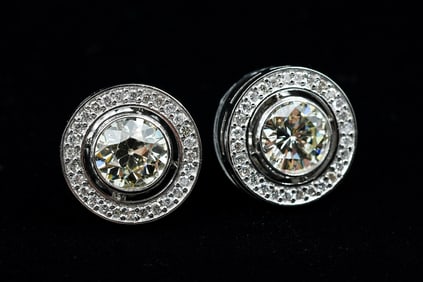 PLATINUM HALO DIAMOND EARRINGS