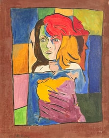 LASZLO MATULAY CUBIST-STYLE PAINTING OF A WOMAN