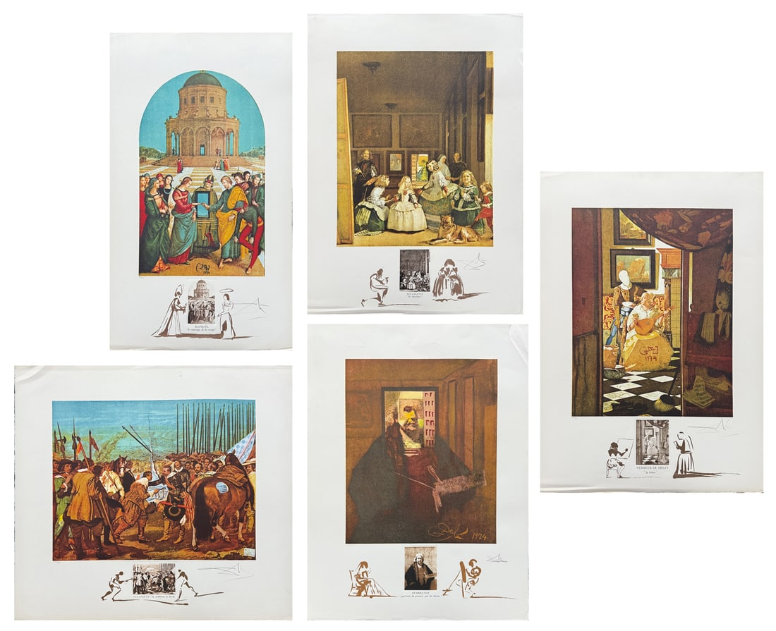 5 DALI PRINTS FROM CHANGES IN GREAT MASTERPIECES: FIVE SALVADOR DALI PRINTS FROM THE CHANGES IN GREAT MASTERPIECES PORTFOLIO: Five Lithographs: 1) "Velasquez (Le Reddition de Breda)", 29.5" x 30.5", pencil signed lower right, numbered 240/350 lower l