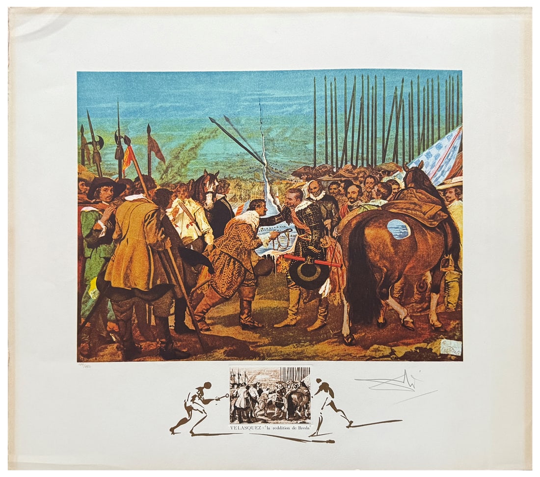 SALVADOR DALI LITHOGRAPH: DALI, Salvador, (Spanish, 1904-1989): "Velasquez (Le Reddition de Breda)", from the Changes in Great Masterpieces portfolio, Lithograph, 29.5" x 30.5", pencil signed lower right, numbered 129/350 lowe