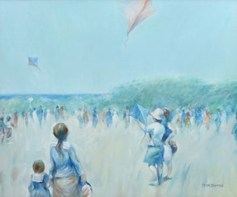 JEAN DAUMIER BEACH SCENE PAINTING