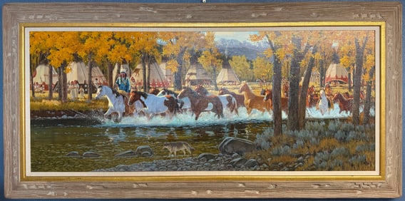 HUGE RON STEWART NATIVE AMERICAN PAINTING