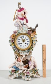 MEISSEN STYLE PORCELAIN FIGURAL CLOCK