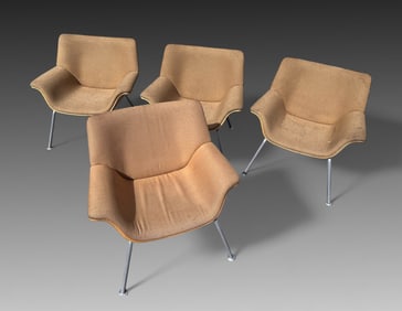 4 MCM HERMAN MILLER MOLDED PLYWOOD SWOOP CHAIRS