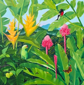 SAL SALINERO PAINTING "TORCH, GINGER, AND HELICONA"