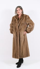 STUNNING FULL LENGTH RIBBED MINK COAT
