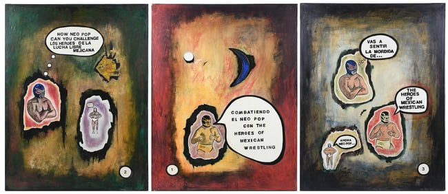 THREE DENIS JOHNSON LUCHA LIBRE WRESTLING PAINTING