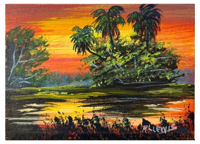 R.L. LEWIS FLORIDA HIGHWAYMEN "SUNSET GLOW" PAINTING