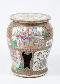 CHINESE ROSE MEDALLION PORCELAIN GARDEN SEAT