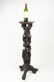 CARVED DRAGON MOTIF FERN STAND
