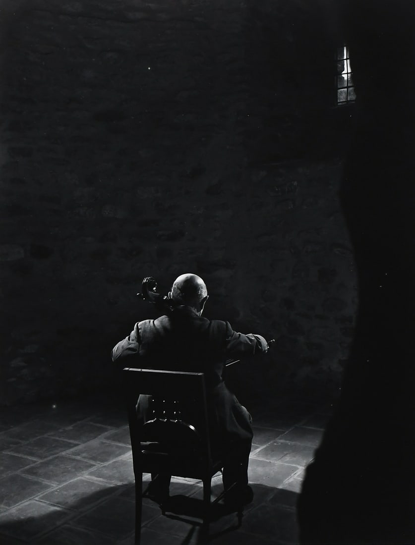 YOUSUF KARSH PHOTOGRAPH OF PABLO CASALES: KARSH, Yousuf, (Canadian/American, 1908-2002): Pablo Casales, sight size 21" x 16", signed lower left, framed, 30.5" x 24.5".