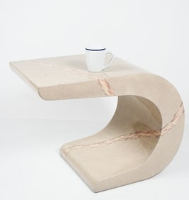 FAUX MARBLE POSTMODERN CANTILEVER TABLE