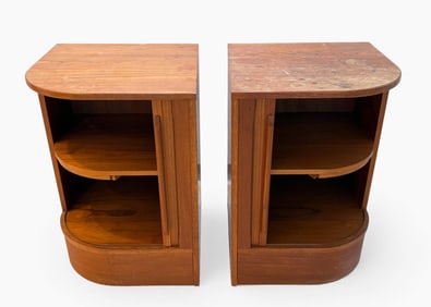PR. TEAK CORNER TAMBOUR DOOR NIGHTSTANDS