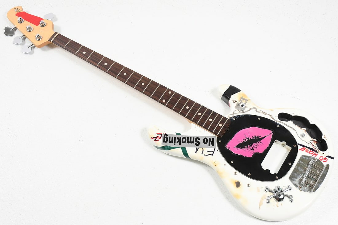 MUSIC MAN STERLING CLASSIC STINGRAY BASS SHELL: ERNIE BALL MUSIC MAN STERLING CLASSIC STINGRAY 2 EQ ELECTRIC BASS GUITAR: Serial #B050107, made December 9th, 2009. White solid body with a Maple neck & headstock. Rests in a Gator Case soft case. App