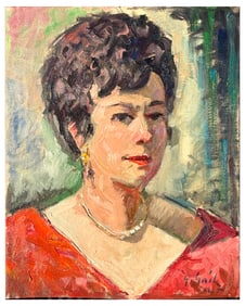GEORGE GACH LADY IN RED PAINTING