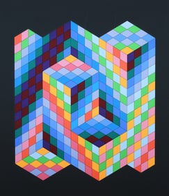 VICTOR VASARELY "SINKOS" LARGE POP ART SERIGRAPH