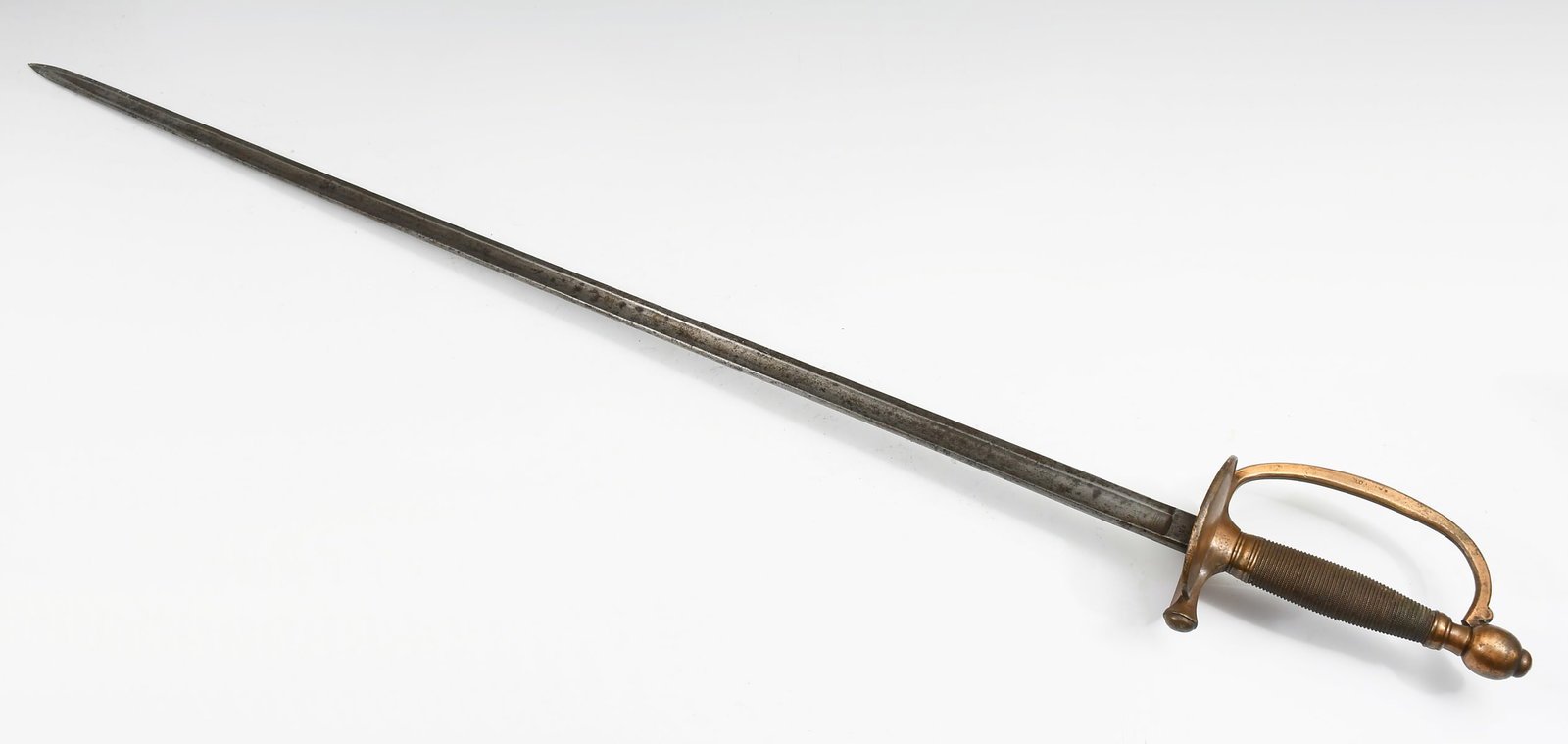 NP AMES CABOTVILLE 1848 NCO'S SWORD: NP AMES CABOTVILLE 1848 NON COMMISSIONED OFFICER'S SWORD: Civil War M1840 NCO sword with a fullered steel blade, ricasso signed "N.P. Ames Cabotville 1848" reverse "U.S". Cast brass hilt, knuckle guar