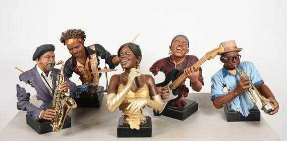 5 PC ART IMPRESSIONS JAZZ BAND MUSICIAN SCULPTURES