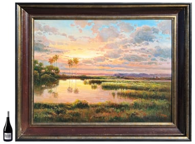 LARGE FLORIDA BACKWATERS PAINTING SIGNED YOON