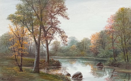 ALLEN FONTAINE AUTUMNAL STREAM PAINTING