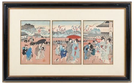 CHIKINOBU JAPANESE WOODBLOCK TRIPTYCH