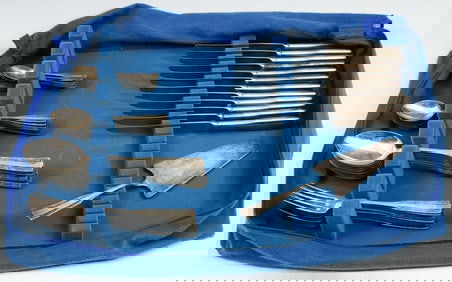 59 PC. POLISH .800 SILVER FLATWARE SET