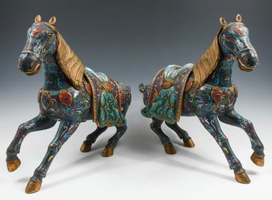 PR. CHINESE CLOISONNE HORSES