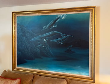 HUGE ROBERT LYN NELSON WHALE PAINTING