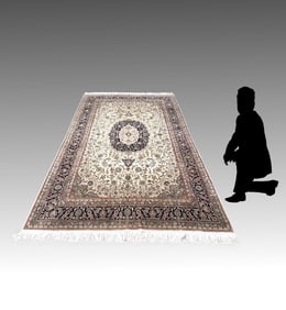 ESTATE ORIENTAL CARPET SILK? CREME/TEAL/PINK/BLACK