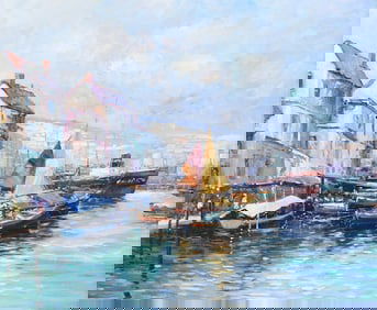 CONTEMPORARY EUROPEAN HARBOR PAINTING