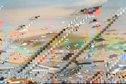 MID-CENTURY OCEAN LINER PAINTING SIGNED RASH