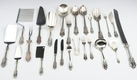 24 PC WALLACE GRAND BAROQUE STERLING SERVING PIECES