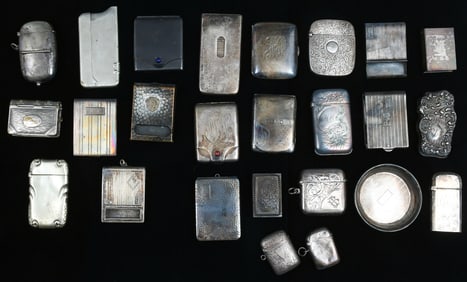 25 PC ART DECO & ART NOUVEAU MATCH SAFES & ASHTRAY