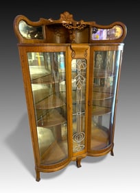 ART NOUVEAU / VICTORIAN TIGER OAK CORNER CABINET