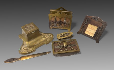A MAGNIFICENT JUGENDSTIL SIX-PIECE DESK ENSEMBLE