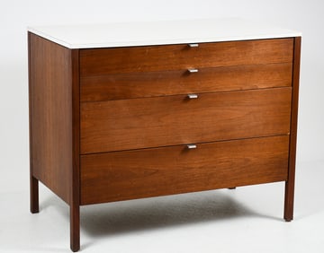 FLORENCE KNOLL WALNUT 4-DRAWER GRADUATED DRESSER