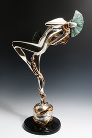 .925 SILVER-CLAD D'ARGENTA DANCING WOMAN SCULPTURE