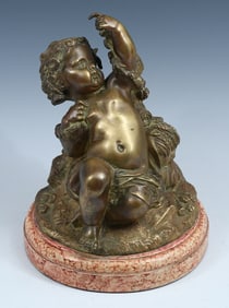 19TH CENTURY FRENCH BRONZE CHERUB SCULPTURE