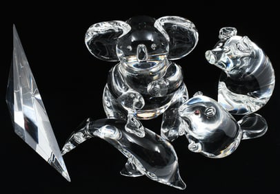 5 PC. STEUBEN ART GLASS CRYSTAL FIGURINES