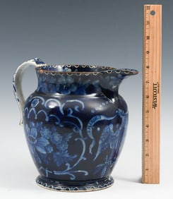 FLOW BLUE HISTORICAL EAGLE PITCHER